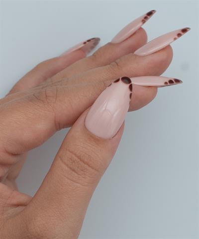 Jaguar Paws Protez Jel Takma Tırnak - El Yapımı Kalıcı Oje Nail Art French Blooming - NC118