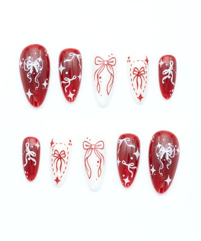 Lovely Ribbon Protez Jel Takma  Tırnak - El Yapımı  Kalıcı Oje 3D Nail Art Coquette - NC237