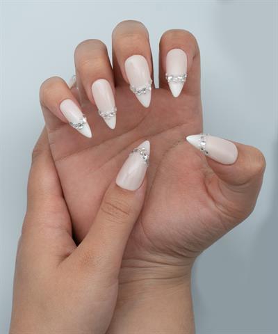 French Twist Protez Jel Takma Tırnak -El Yapımı Kalıcı Oje Nail Art Ombre Diamond Wedding Day -NC116