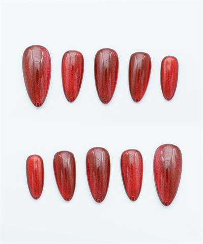 Heart Beat Protez Jel Takma  Tırnak - El Yapımı  Kalıcı Oje Nail Art Cat Eye Kırmızı - NC204