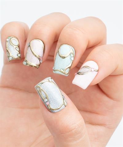 Fairy Dust Protez Jel Takma Tırnak - El Yapımı Kalıcı Oje Nail Art Cat Eye Chrome - NC203