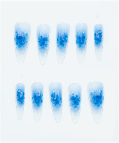 Clear Ocean Dots Protez Jel Takma Tırnak - El Yapımı Kalıcı Oje Nail Art - NC202