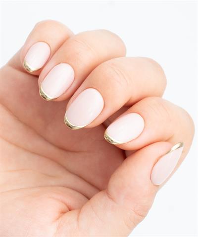 Goldie French Protez Jel Takma Tırnak - El Yapımı Kalıcı Oje Nail Art Chrome - NC207