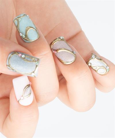 Fairy Dust Protez Jel Takma Tırnak - El Yapımı Kalıcı Oje Nail Art Cat Eye Chrome - NC203