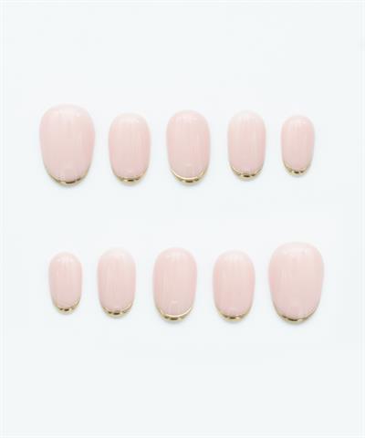 Goldie French Protez Jel Takma Tırnak - El Yapımı Kalıcı Oje Nail Art Chrome - NC207