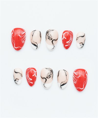 Red Impact Protez Jel Takma Tırnak - El Yapımı Kalıcı Oje Nail Art - NC224