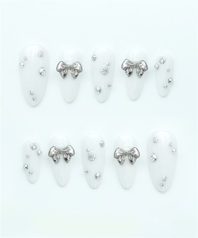 Ribbon Charm Protez Jel Takma Tırnak - El Yapımı Kalıcı Oje Nail Art - NC227
