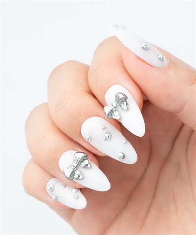 Ribbon Charm Protez Jel Takma Tırnak - El Yapımı Kalıcı Oje Nail Art - NC227