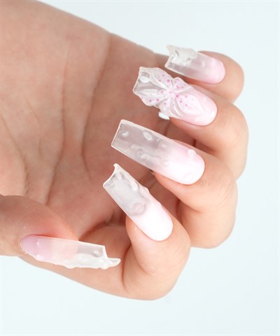 Soft Blossom Protez Jel Takma  Tırnak - El Yapımı  Kalıcı Oje 3D Nail Art Ombre - NC242