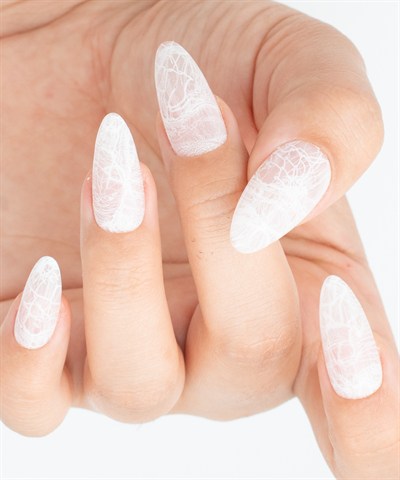 Soft Bridal Lace Protez Jel Takma Tırnak - El Yapımı Kalıcı Oje Nail Art Dantel - NC234