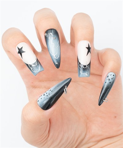 Steel Fade Protez Jel Takma  Tırnak - El Yapımı  Kalıcı Oje 3D Nail Art Ombre - NC239