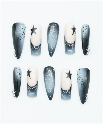 Steel Fade Protez Jel Takma  Tırnak - El Yapımı  Kalıcı Oje 3D Nail Art Ombre - NC239