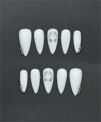 White Pierce - El Yapımı Tekrar Kullanılabilir Protez Takma Tırnak - NC272