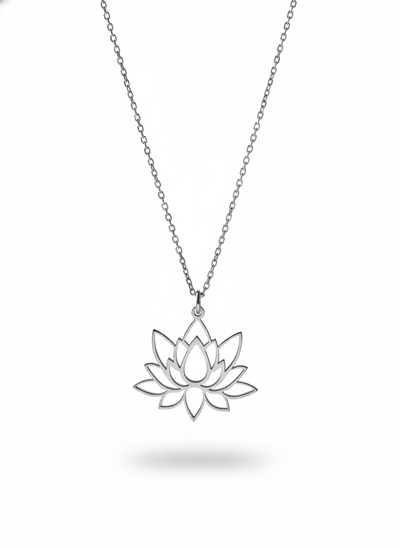 Gümüş Lotus Çiçeği Kolye