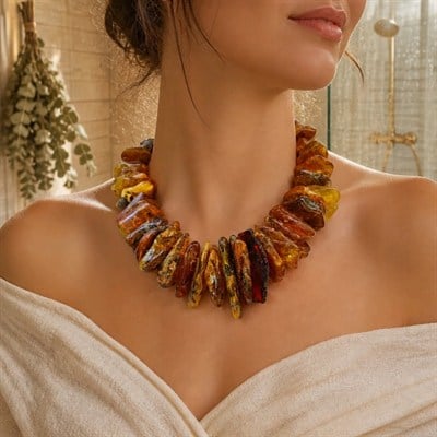 Doğal Antik Kehribar Kolye – KHR597