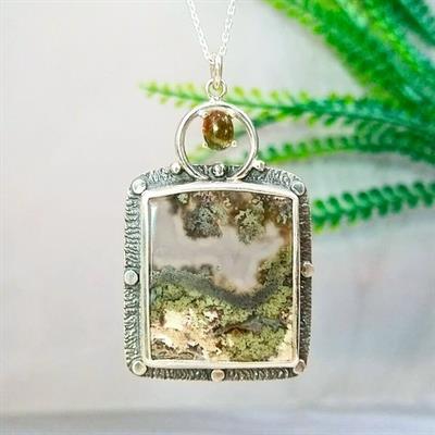 Manzaralı Akik Özel Tasarım Kolye - TSR1377