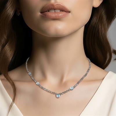 Mavi Topaz ve Labradorit Özel Tasarım Kolye