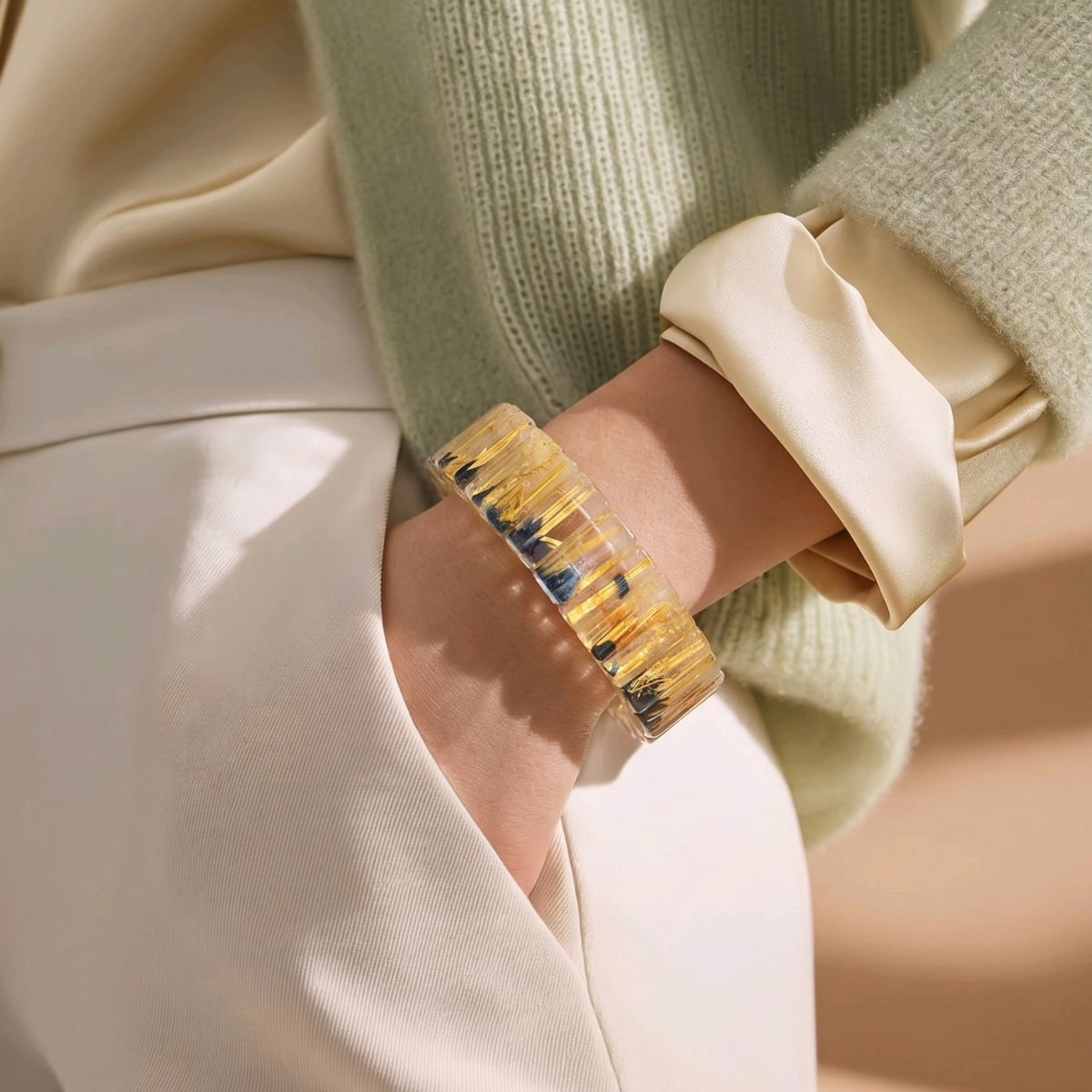 gold beril dogal tas bileklik blk1054 golden beryl bracelet
