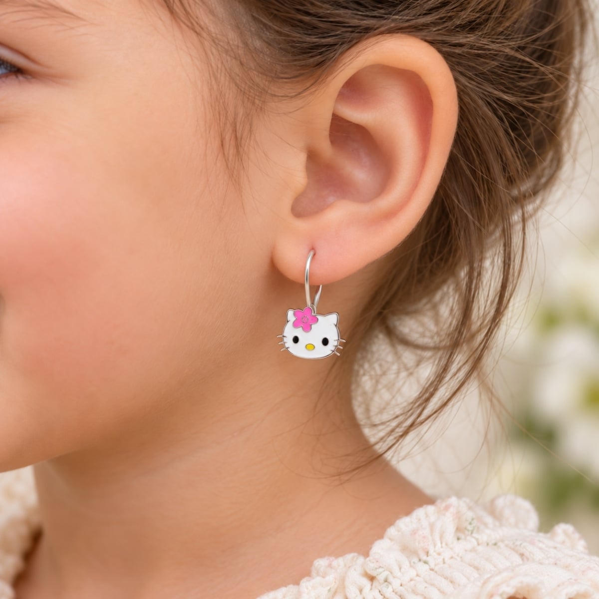 925 ayar gümüş özel tasarım mineli çocuk küpesi KP1144 Eysell Jewellery