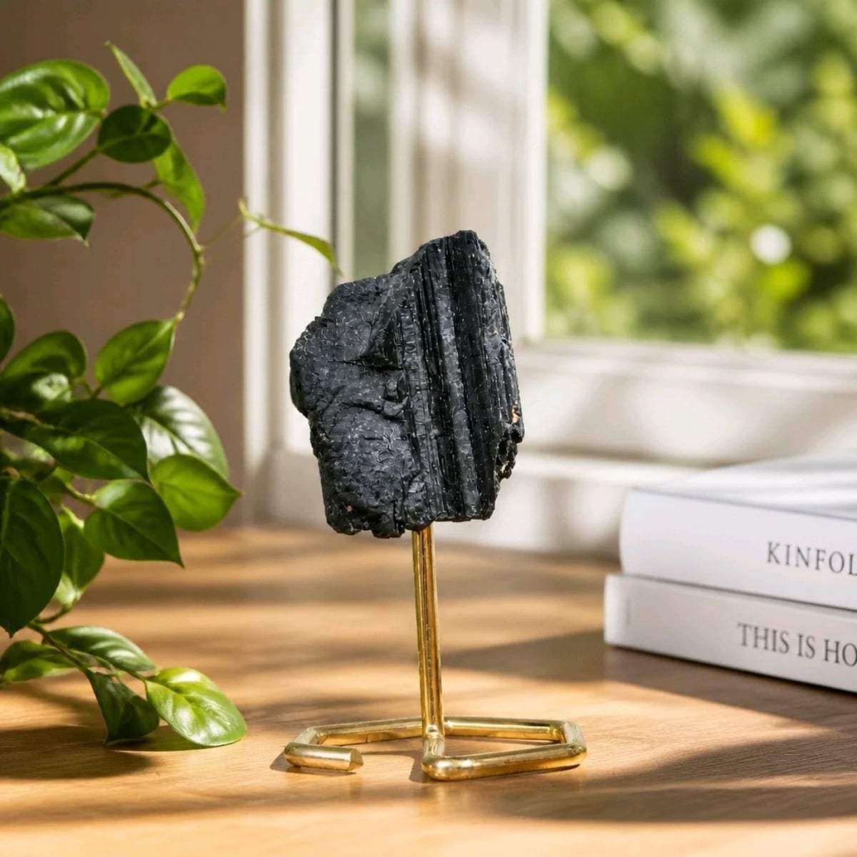 Siyah Turmalin Schorl koleksiyonluk doğal taş kütle MNR1204