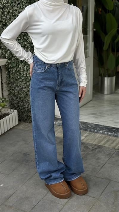 Geniş Paça Kot Pantolon Mavi