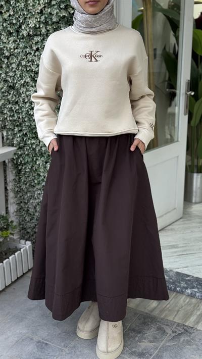 Yazılı Sweatshirt Bej