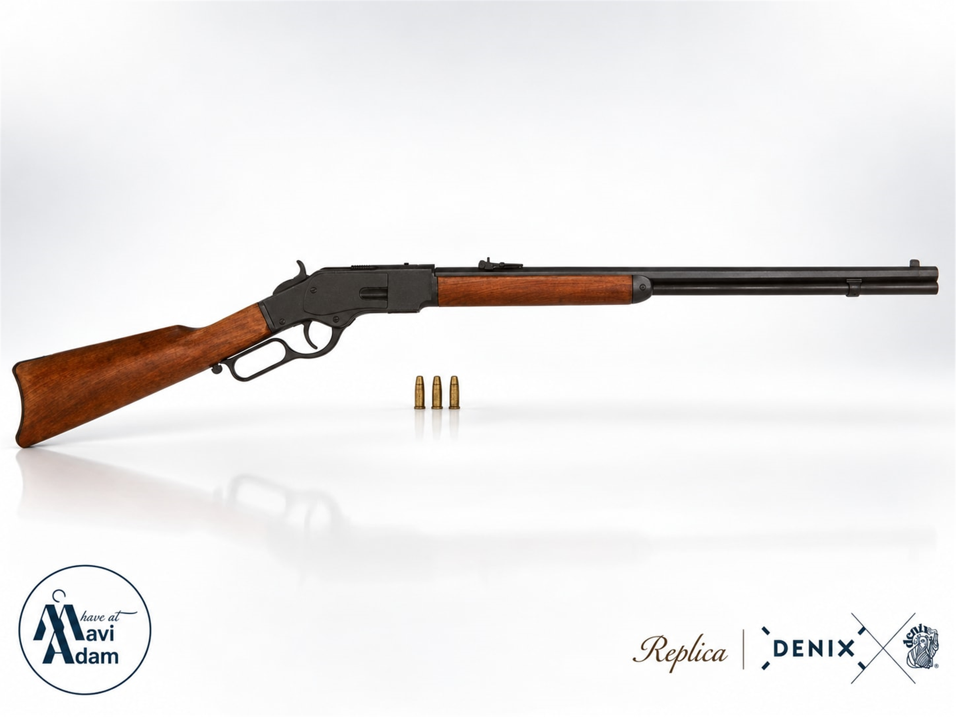 Denix Mod 73 7318 1873 110 cm dekoratif tüfek replikası siyah metal ve ahşap dipçik premium yan profil MaviAdam