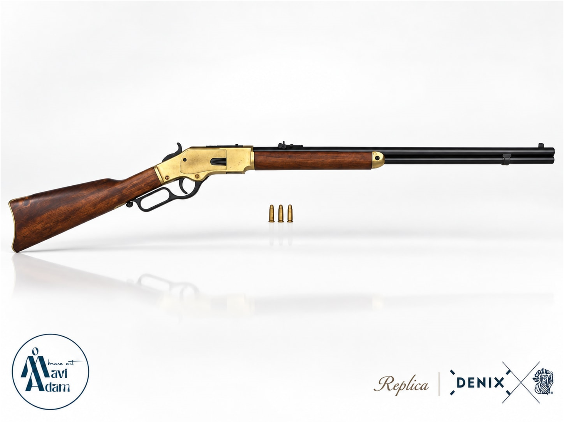 Denix Mod 73 5318 1873 110 cm dekoratif tüfek replikası premium yan profil, ahşap dipçik ve metal gövde, MaviAdam