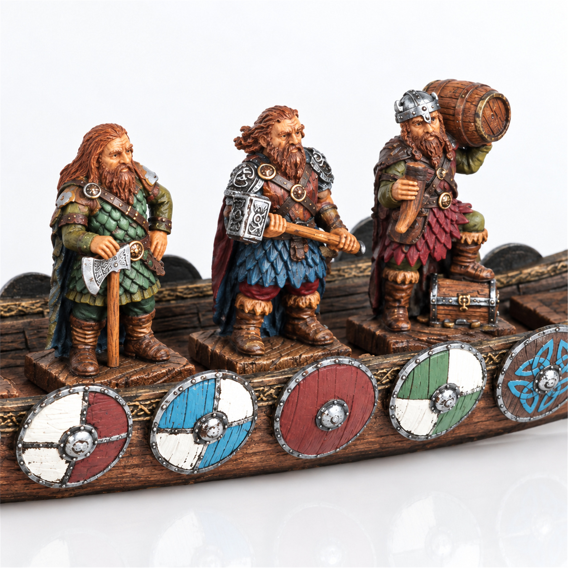 Veronese Viking Savaş Gemisi savaşçı figürleri ve kalkan detayları