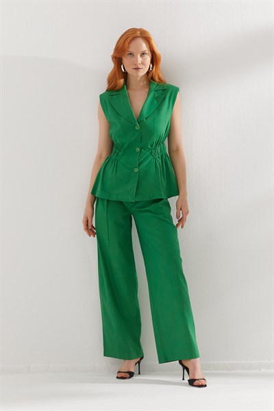 Beli Lastikli Yelekli Takım Yeşil