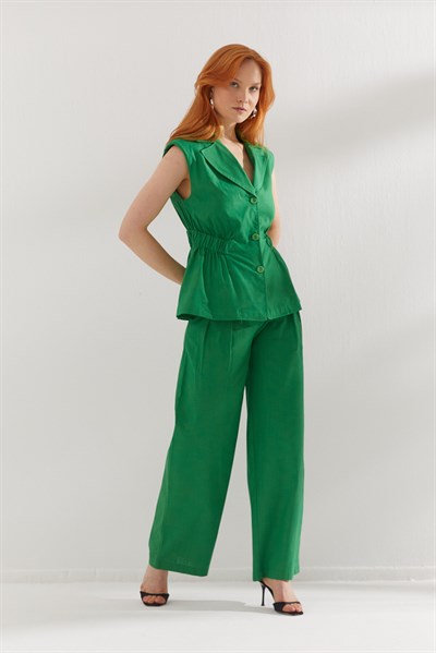 Beli Lastikli Yelekli Takım Yeşil
