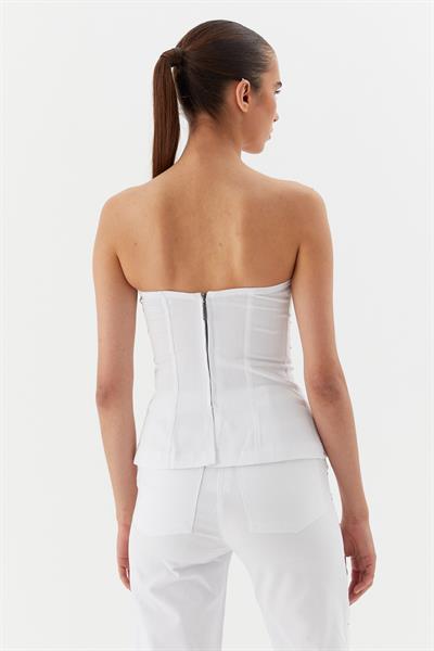 Black Nikel Taşlı Büstiyer Beyaz