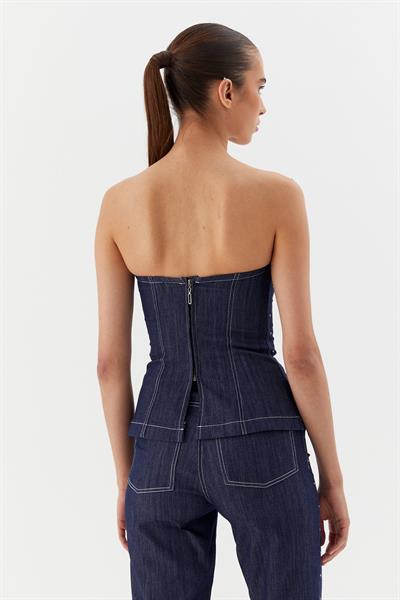 Black Nikel Taşlı Büstiyer İndigo