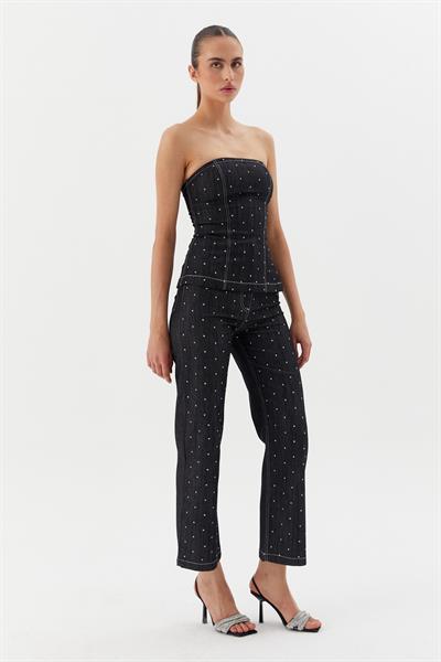 Black Nikel Taşlı Büstiyer Siyah