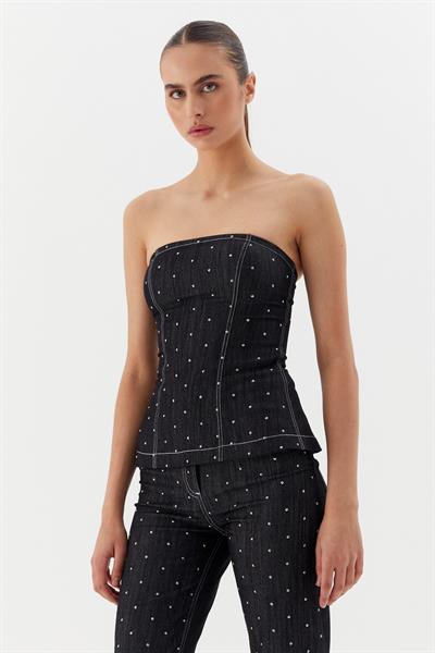 Black Nikel Taşlı Büstiyer Siyah