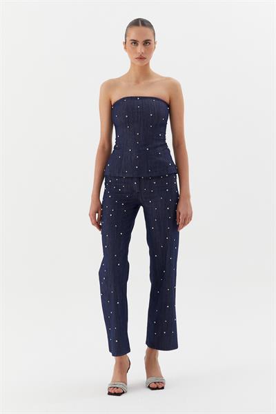 Çakma Taşlı Büstiyer İndigo