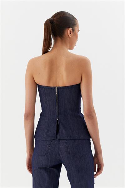 Çakma Taşlı Büstiyer İndigo