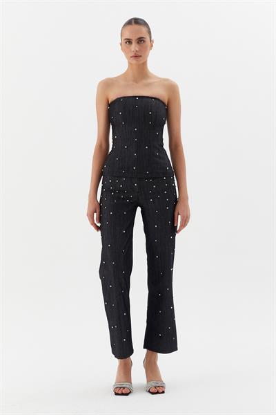 Çakma Taşlı Büstiyer Siyah