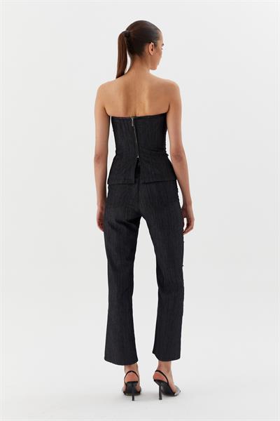 Çakma Taşlı Büstiyer Siyah