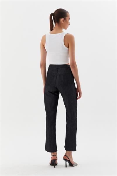 Çakma Taşlı Pantolon Siyah