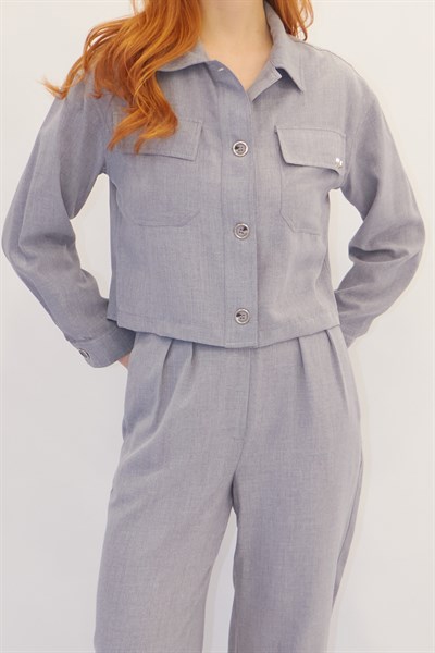 Cep Detaylı İkili Takım İndigo