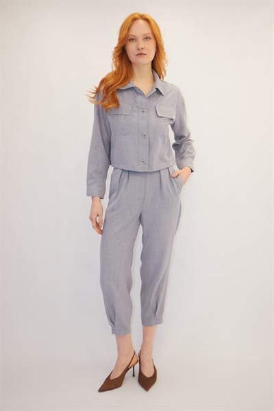 Cep Detaylı İkili Takım İndigo