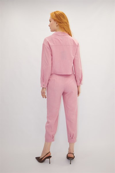 Cep Detaylı İkili Takım Pembe