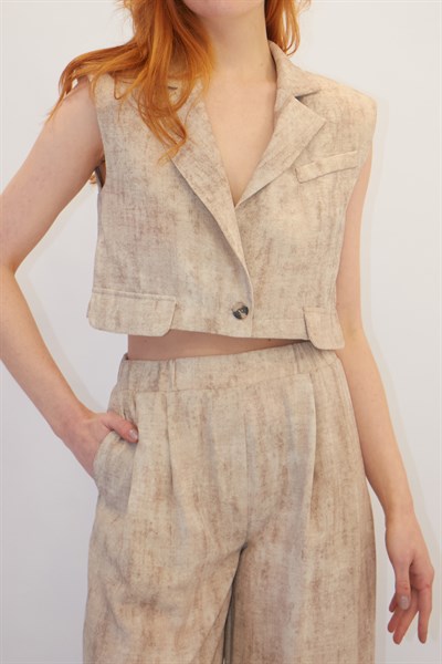 Cep Detaylı Takım Bej