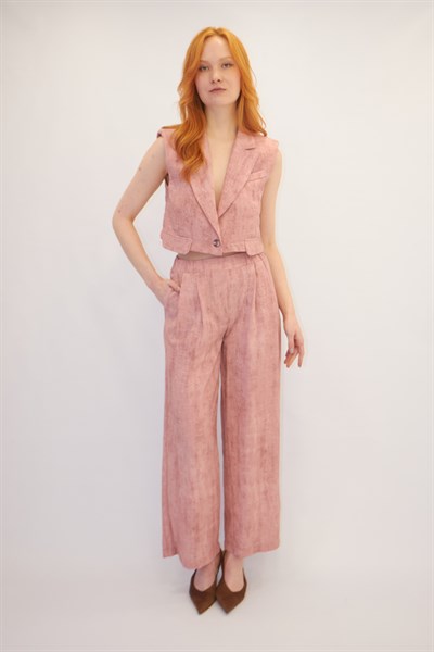 Cep Detaylı Takım Pembe