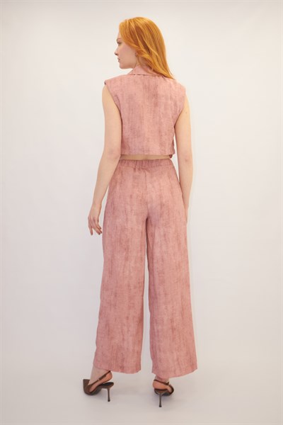 Cep Detaylı Takım Pembe