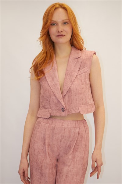 Cep Detaylı Takım Pembe