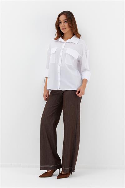 Cepli Poplin Gömlek Beyaz