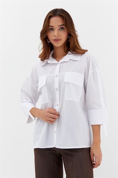 Cepli Poplin Gömlek Beyaz