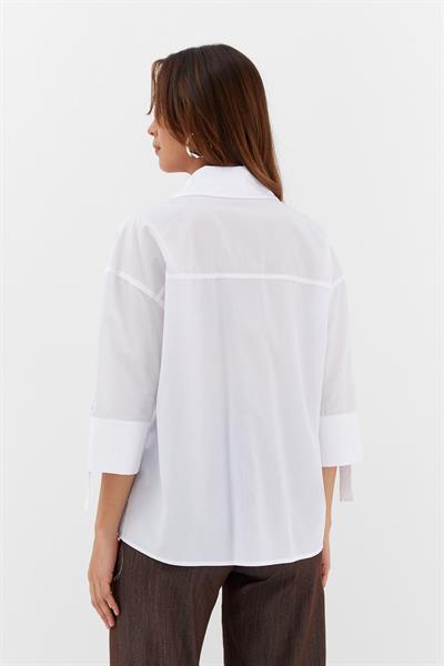 Cepli Poplin Gömlek Beyaz